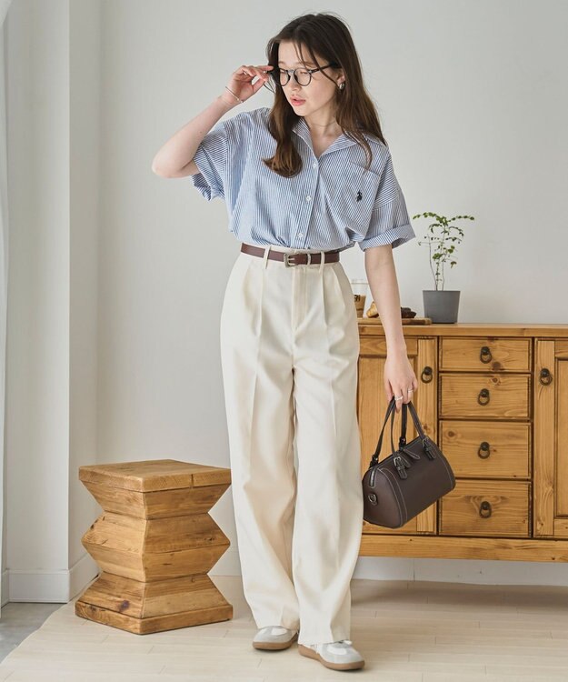 WEGO USPOLOハーフスリーブシャツ ブルーストライプ