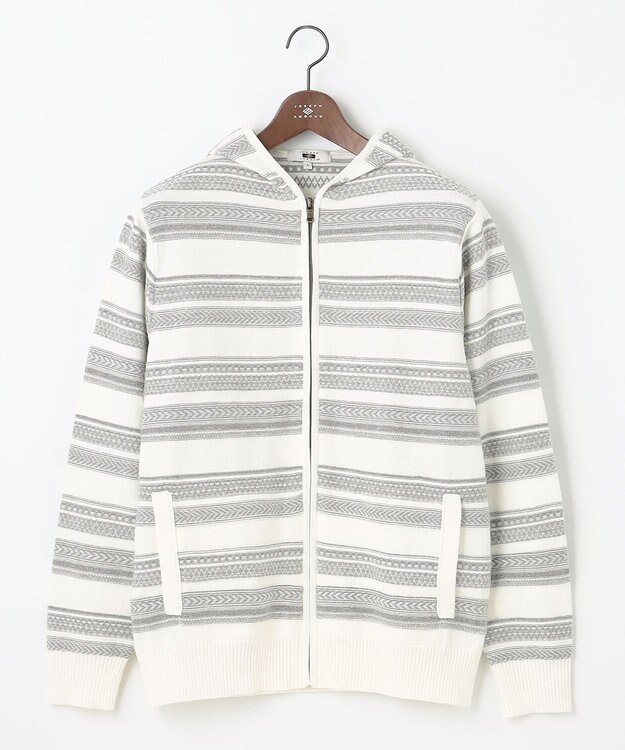 JOSEPH ABBOUD 【柔らかな肌触り】洗える！コットンブークレーニットパーカー ホワイト系7