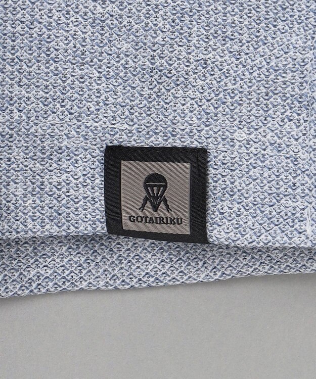 GOTAIRIKU 麻混・襟しっかり【洗える/通気性】ノルマンディーリネン ボタンダウンポロシャツ(25年モデル) サックスブルー系