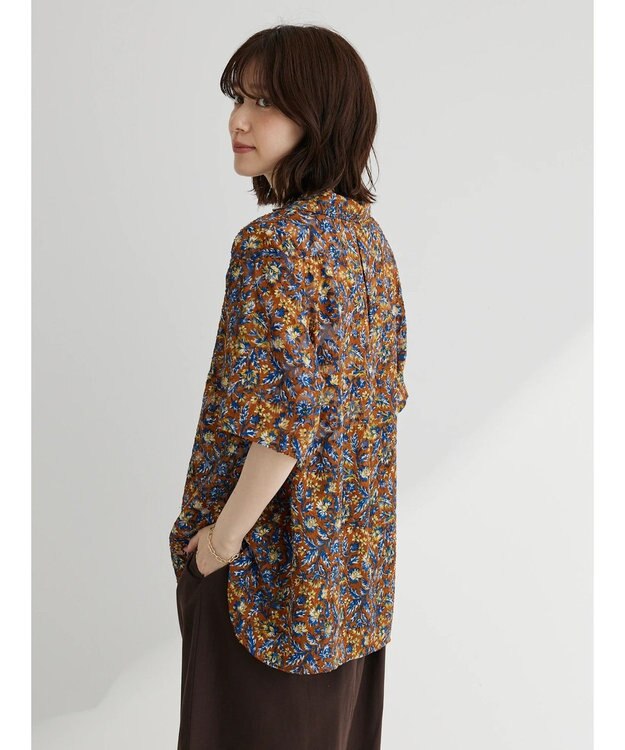 Green Parks 柄開襟シャツ Brown