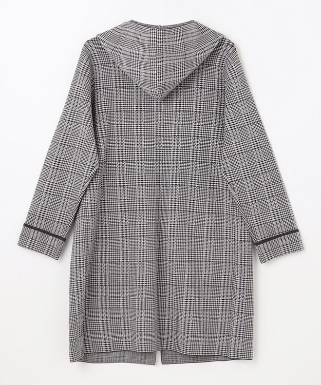 ANY 【洗濯機可】フーディーコーディガン チャコール×グレーグレンチェック