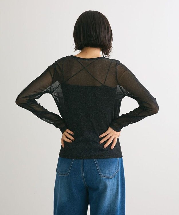 Green Parks ＳＥＴ２点　シャーリングビスチェ＋メッシュインナー Black