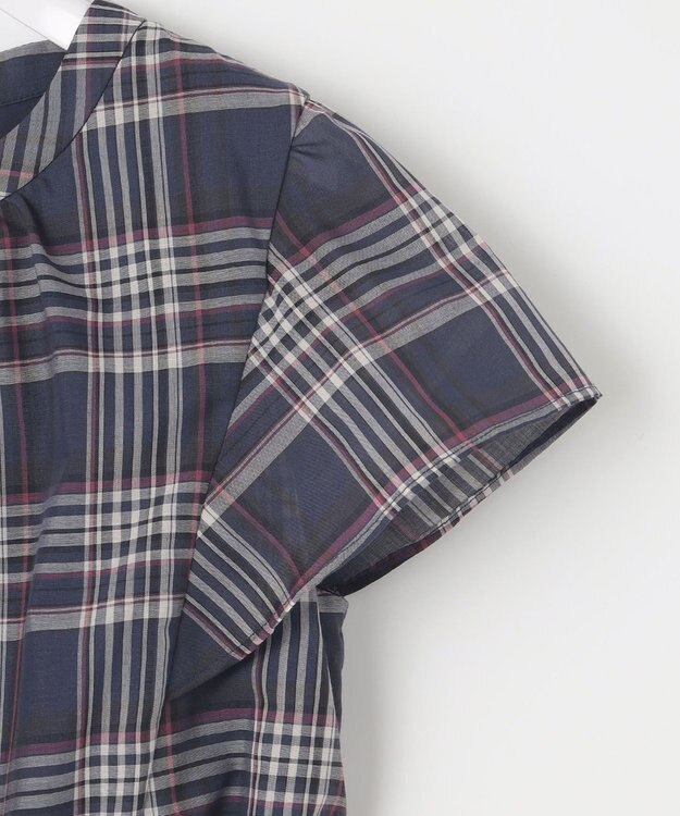 ANY SIS 【洗える】シアーチェック ワンピース ネイビー系