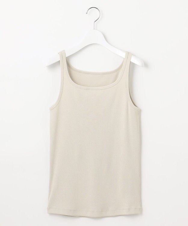 自由区 L 【洗える】ソフトリブ タンクトップ ベージュ