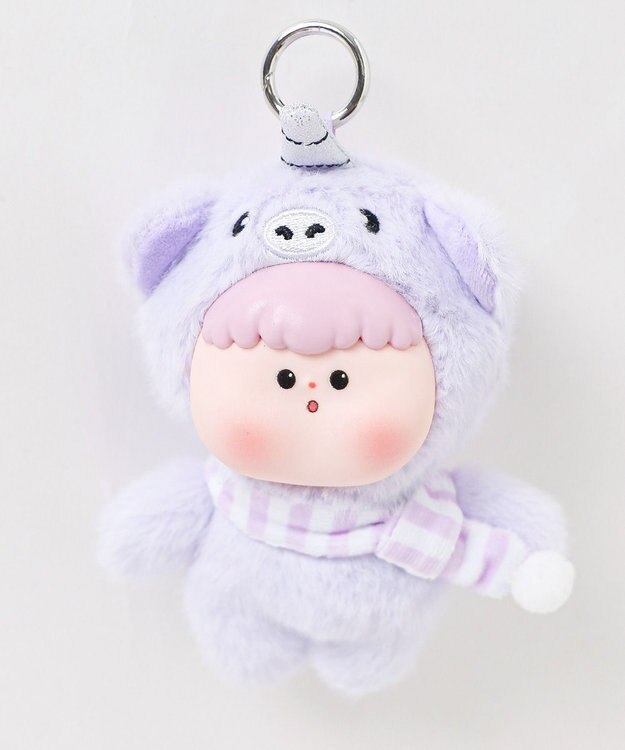 WEGO ぷっくりぽってりアニマルぬいぐるみキーホルダー パープル