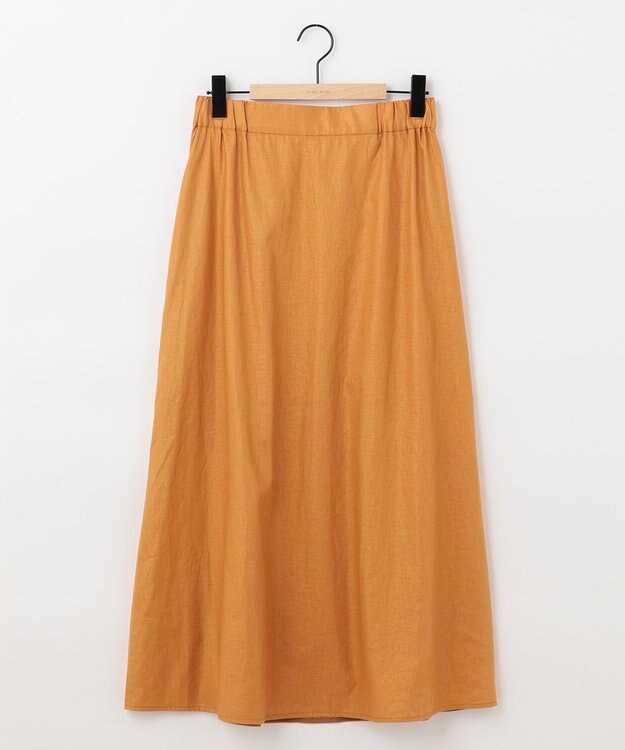 SHARE PARK LADIES 【洗える】リネンレーヨンコーティングウォッシュスカート オレンジ