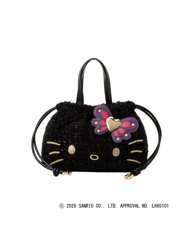 ANNA SUI HELLO KITTY 巾着手提げ クロ