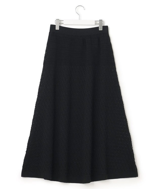 23区 【洗える】リネンコットンドライ ニットフレア スカート ブラック系