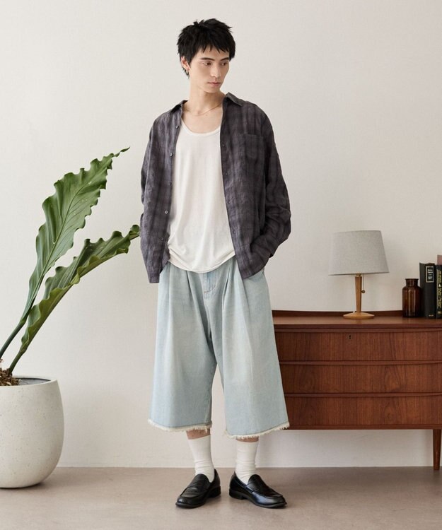 WEGO クロップドワイドデニムパンツ デニム淡色