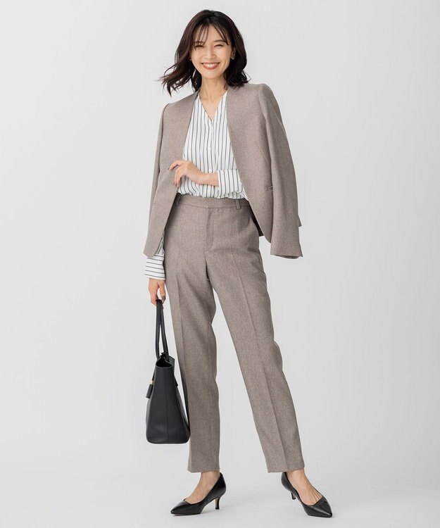 23区 L 【CLASSY.1月号掲載/洗える】ウールライクカルゼ テーパード パンツ ダークブラウン系