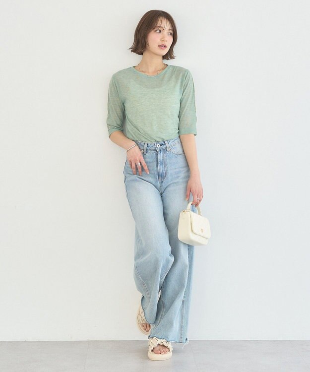 earth music&ecology ハイショクメロートップス Light Green