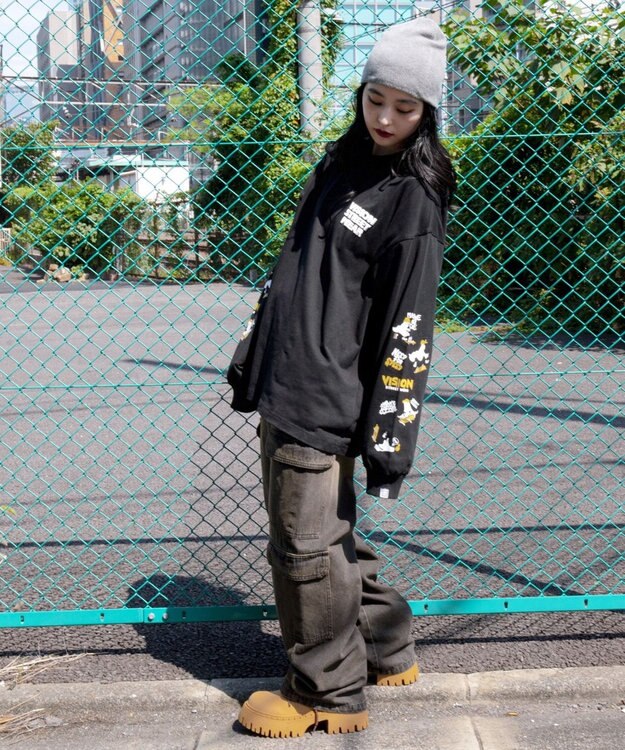 WEGO 【ユニセックス着用ITEM/MLサイズ展開】別注VISIONゴーストグラフィックT（LS） ブラック