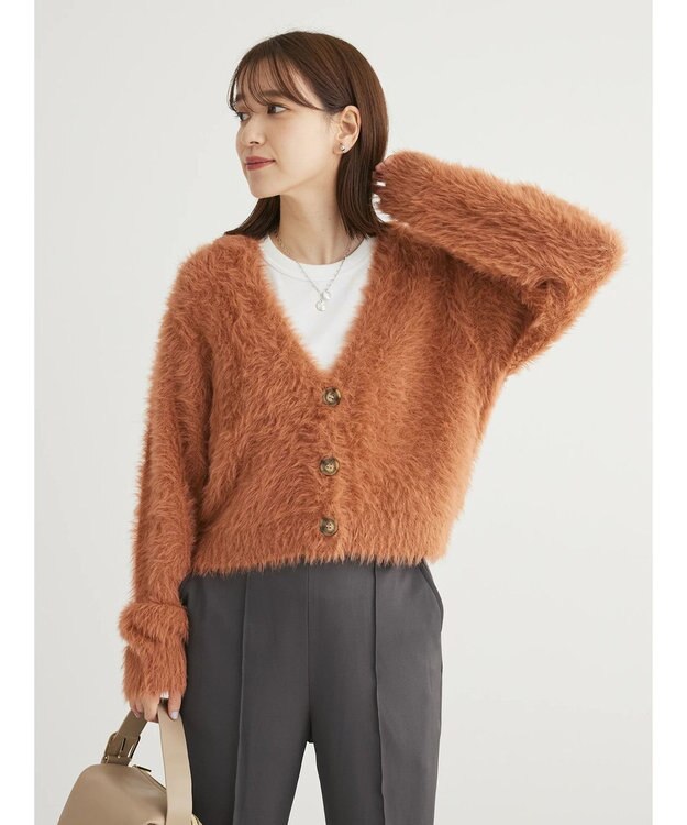 Green Parks ・Ｐｅｔｉｔ　Ｆｌｅｕｒ　シャギーニットカーディガン Orange