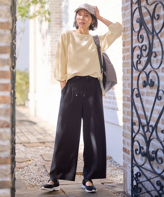 ANY L 【洗濯機可】ジャガード袖ねじりプルオーバー イエロー