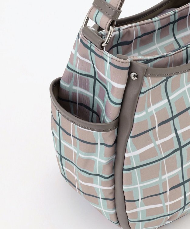 Y'SACCS ドローイングチェックショルダーバッグ グレージュ