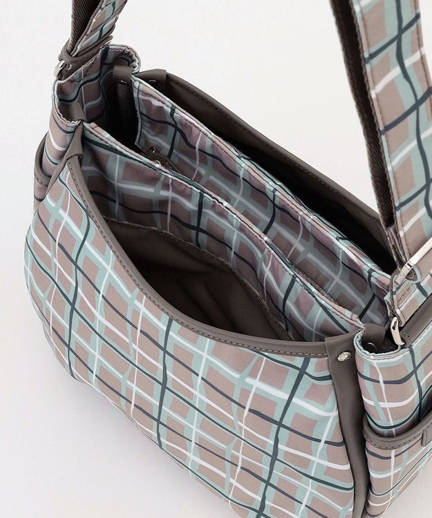 Y'SACCS ドローイングチェックショルダーバッグ グレージュ