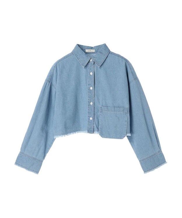 earth music&ecology クロップドポケットポイントシャツ Sax