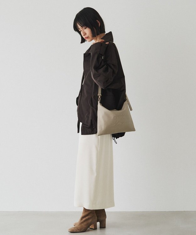 russet エンボスモノグラム ソフトレザーショルダーバッグ(CE-1547) GrayBeige