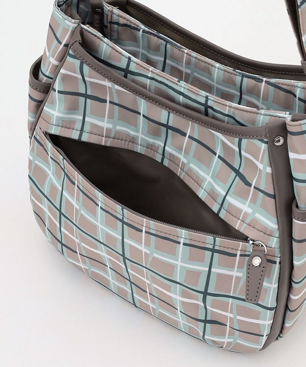 Y'SACCS ドローイングチェックショルダーバッグ グレージュ