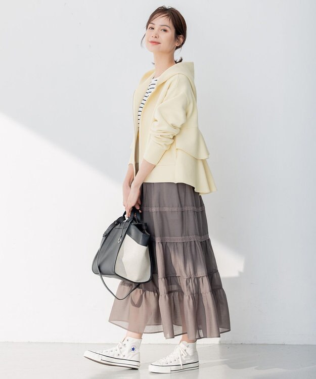 組曲 【人気商品入荷！】ダンボールジャージーバックフリル パーカー イエロー系