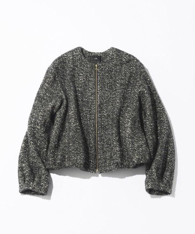 23区 S 【STORY11月掲載】BALLI ヘリンボーンツイード ノーカラー ブルゾン モノトーン系