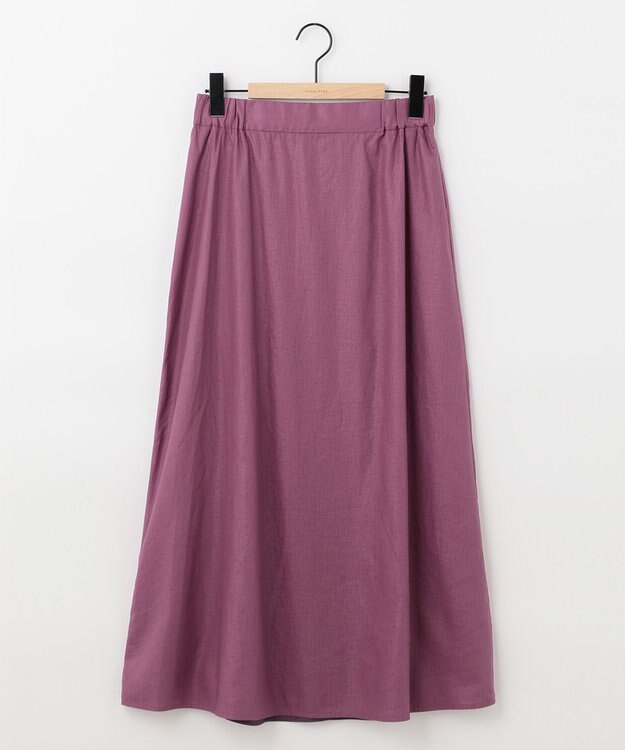 SHARE PARK LADIES 【洗える】リネンレーヨンコーティングウォッシュスカート パープル
