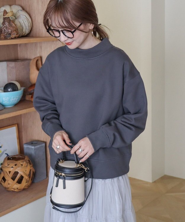 AMERICAN HOLIC モックネック裏起毛プルオーバー Charcoal Gray