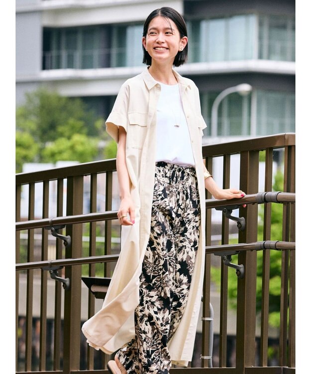 AMERICAN HOLIC 接触冷感＋ＵＶカットＷポケットシャツワンピース Ivory