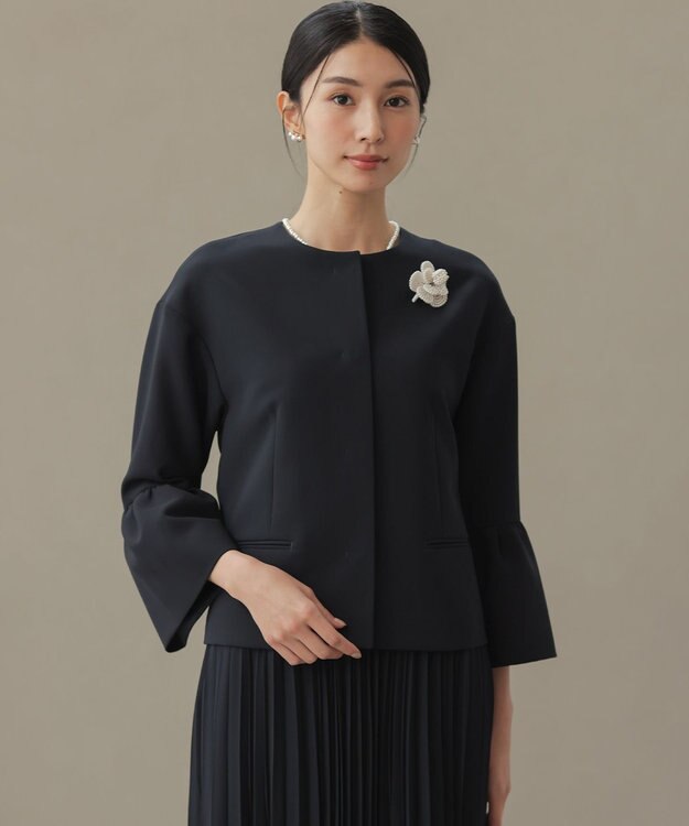 組曲 S 【KUMIKYOKU NAVY】コンフォータブルドレープ フレアスリーブジャケット ネイビー系