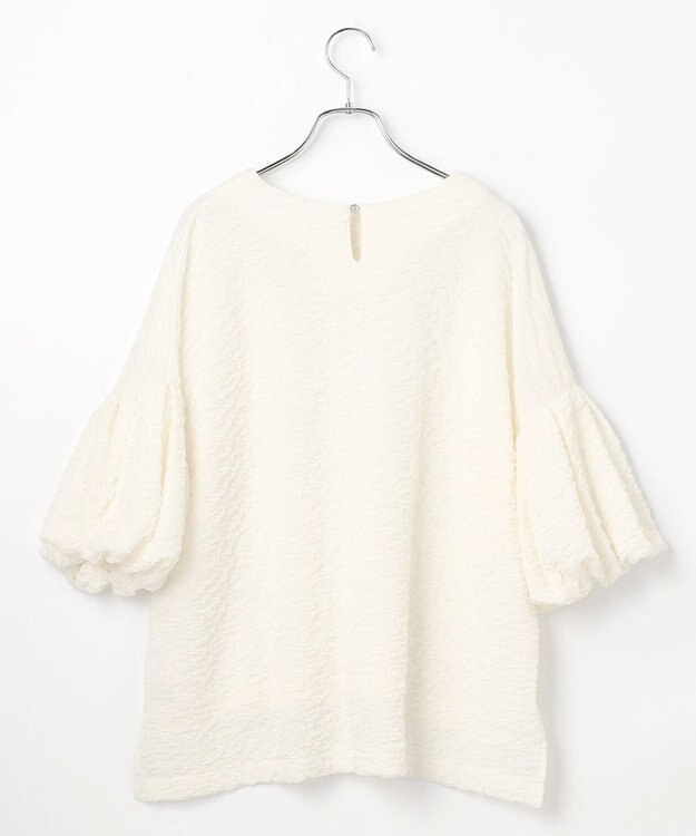 #Newans 【金子綾さんインスタライブご紹介アイテム】【洗える/セットアップ可能】ふくれジャガード パフスリーブブラウス ホワイト