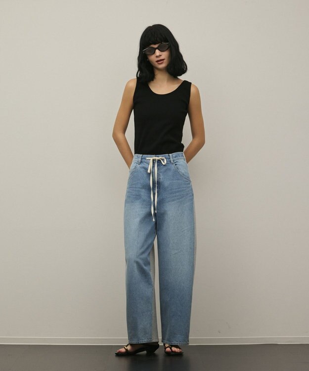 GRACE CONTINENTAL テレコノースリーブトップ ブラック