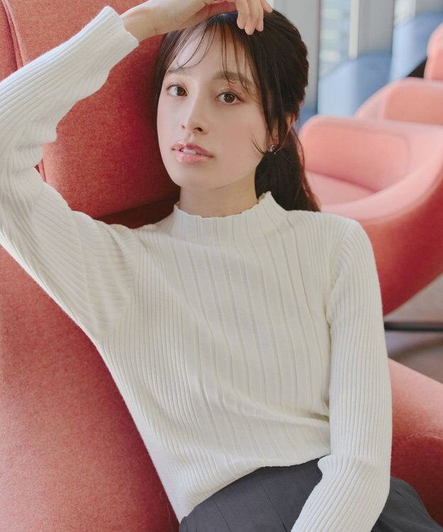 Tiaclasse 【新色追加・洗える】ランダムリブニットプルオーバー オフホワイト