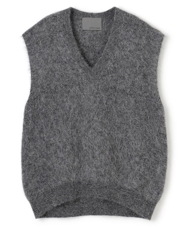 uncrave アルパカファーニット Vネックベスト チャコール