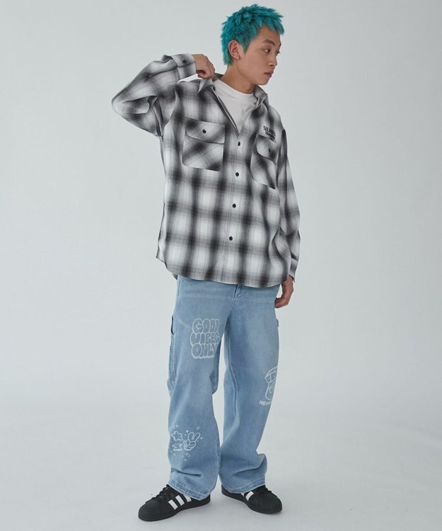 WEGO 【ユニセックス着用ITEM】グラフィックオンブレチェックシャツ（LS） 柄4