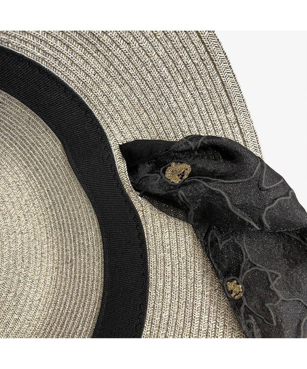 林八百吉商店 un chapeau  スカーフ付ペーパーハット グレー