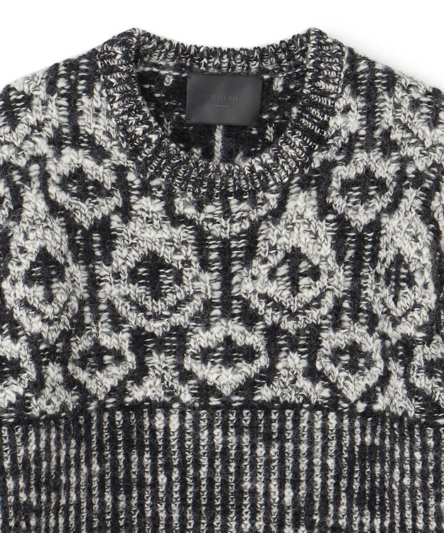 JOSEPH HOMME 【HIGH GRADE LINE】ランダムスラブジャガード　クルーネックニット ブラック系5