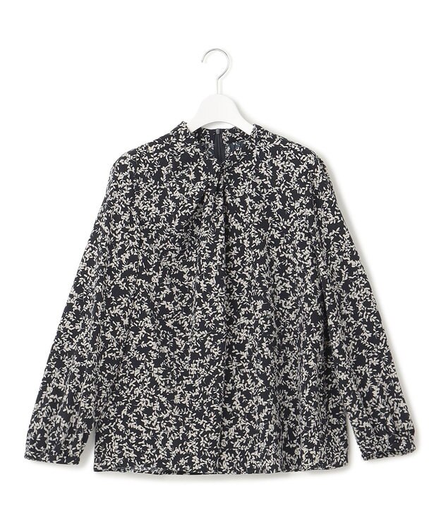 23区 【洗える】シャドーリーフ プリント ブラウス ネイビープリント