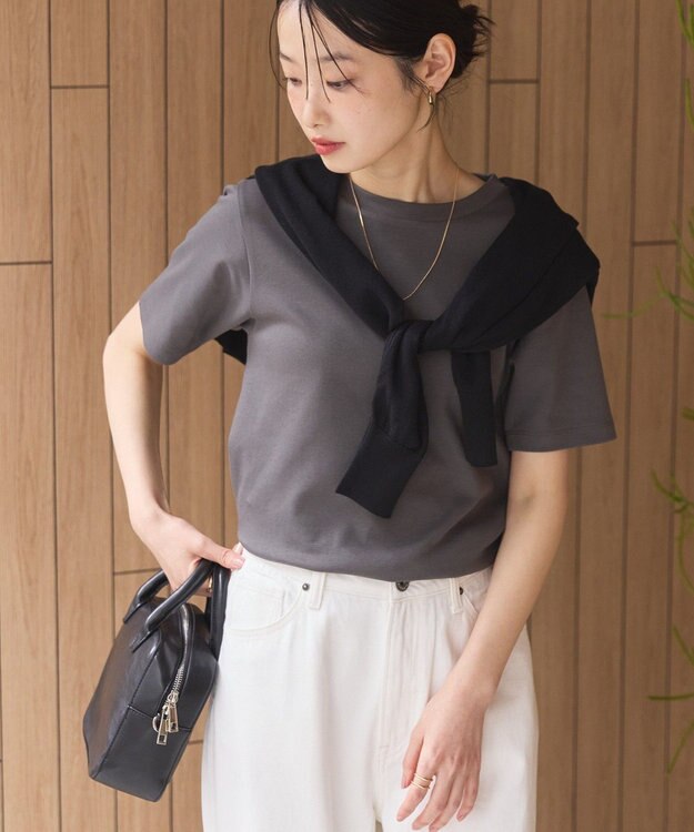 AMERICAN HOLIC きれいめコットンベーシックＴシャツ（５分袖） Charcoal Gray