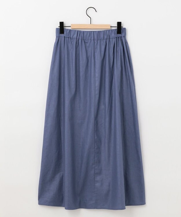 SHARE PARK LADIES 【洗える】リネンレーヨンコーティングウォッシュスカート ブルー