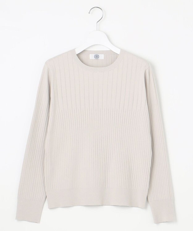 J.PRESS LADIES 【洗える】RAYON STRETCH PLAIN クルーネック ニット ライトグレー系