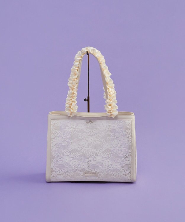 Maison de FLEUR メッシュレーススクエアトートバッグ Ivory