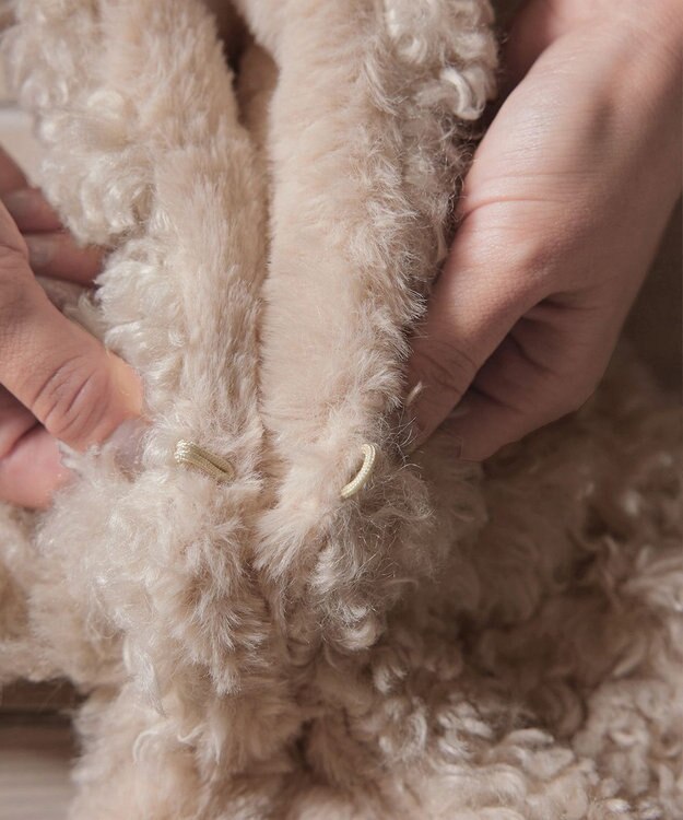 Tiaclasse リボン型ファーティペット アイボリー