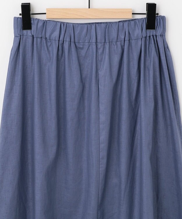 SHARE PARK LADIES 【洗える】リネンレーヨンコーティングウォッシュスカート ブルー