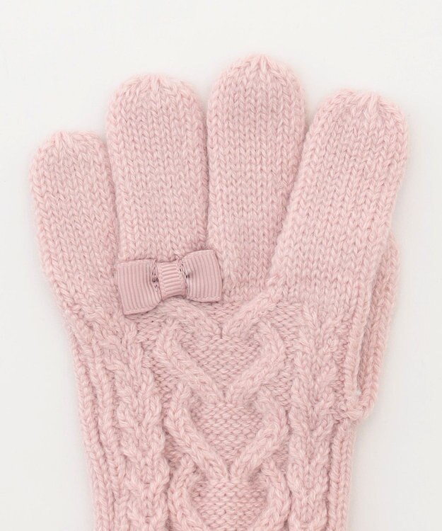ANY KIDS ケーブルニット手袋 ピンク