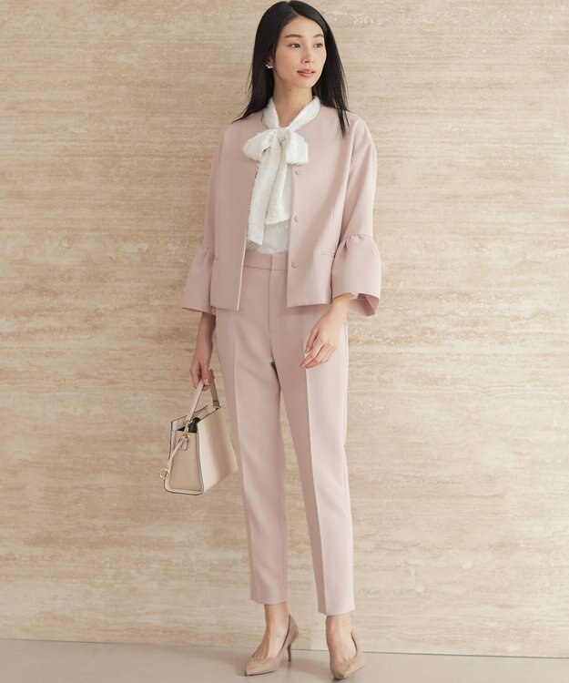 組曲 S 【KUMIKYOKU NAVY】コンフォータブルドレープ フレアスリーブジャケット シャンパンピンク系