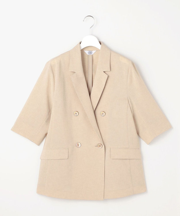 J.PRESS LADIES L BREEZ COOL トロ ハーフスリーブ ダブル ジャケット ベージュ系