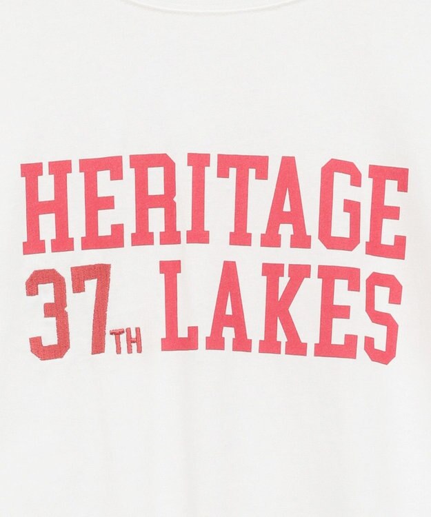 Green Parks カレッジロゴ刺繍５分袖チュニック Off White