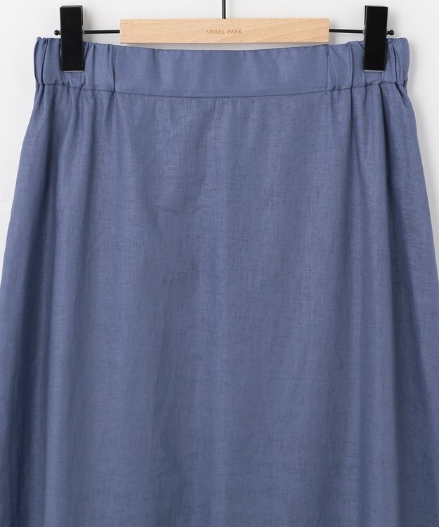 SHARE PARK LADIES 【洗える】リネンレーヨンコーティングウォッシュスカート ブルー