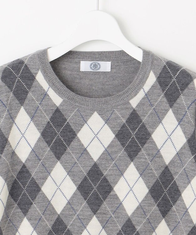 J.PRESS LADIES 【WEB限定カラーあり・洗える】アーガイルツイン ニット グレー系