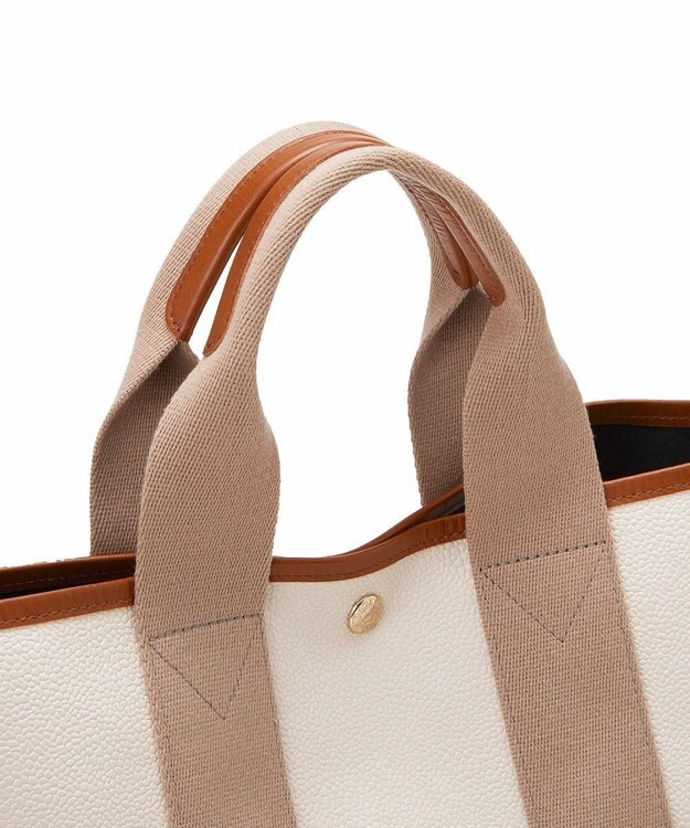 TOPKAPI 【Breath TOPKAPI】スコッチグレイン ネオレザー 縦型 A4 トート バッグ ショルダー付き L ペールベージュ